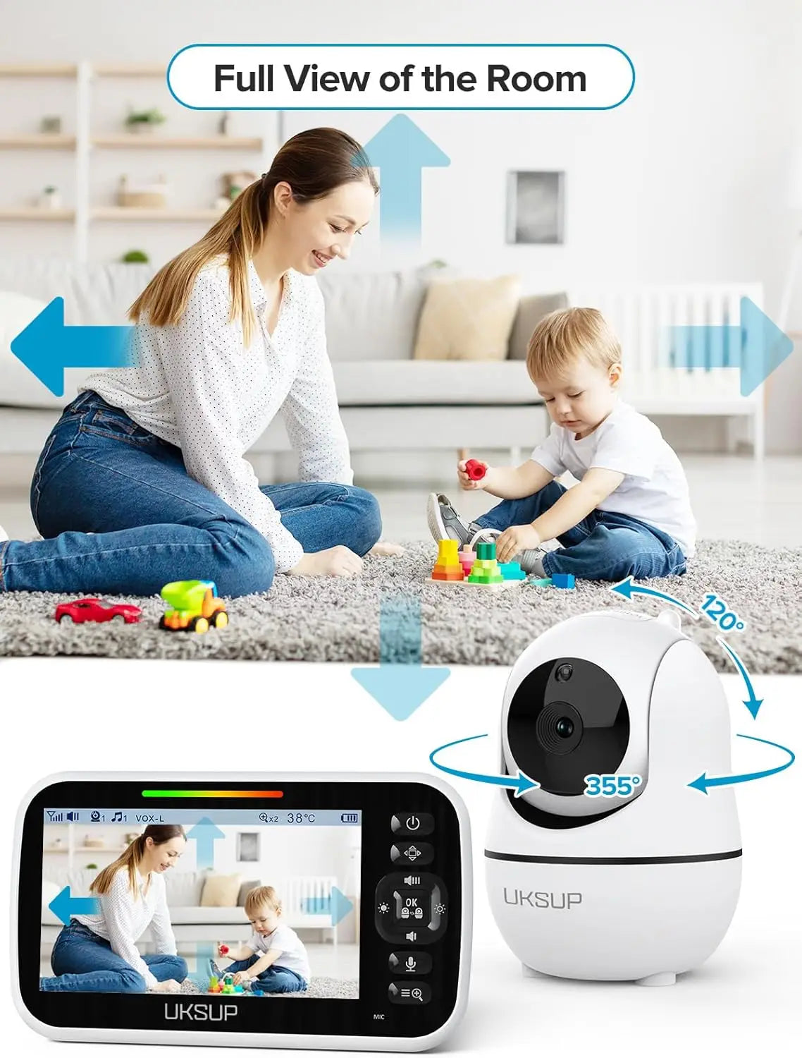 Baby Monitor Camera: 960ft Range, Night Vision, Temp Sensor