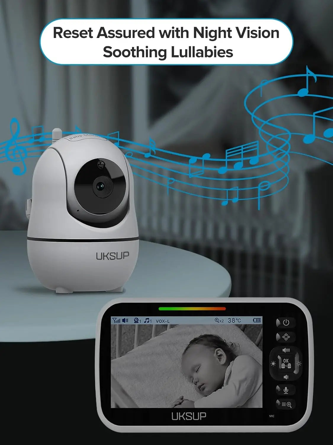 Baby Monitor Camera: 960ft Range, Night Vision, Temp Sensor